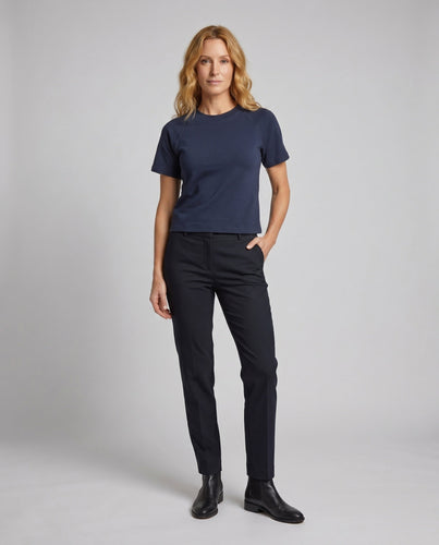 Damen nan Raglan-T-Shirt aus dichtem Baumwollmix mit verstärktem Rundhals und doppelter Steppnaht