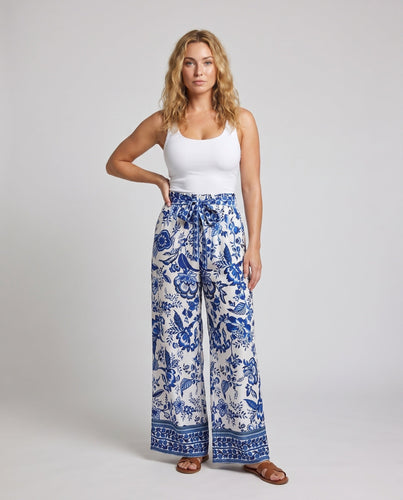 Damen Weite Sommerhose mit buntem, künstlerischem Print
