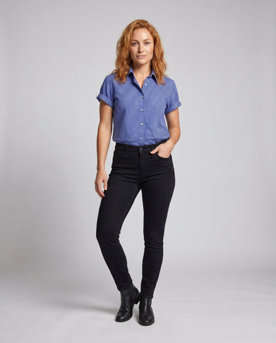Damen Karierte Hemdbluse mit kurzen Ärmeln