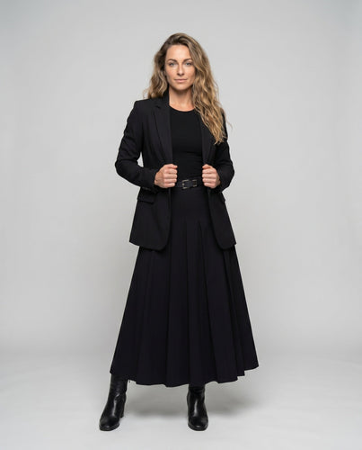 Damen Plissierter Midi-Rock mit Taillengürtel