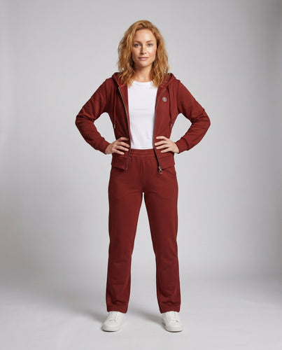 Damen Sportlicher Zweiteiler mit Kapuzenjacke und weiten Hosen