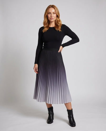 Damen eleganter plissierter Midi-Rock in Ombre-Design