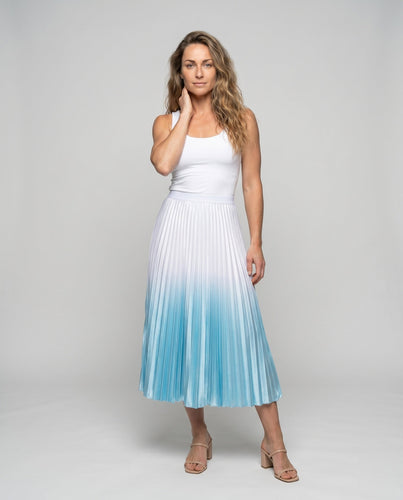 Damen Langer plissierter Rock mit ombre Farbverlauf