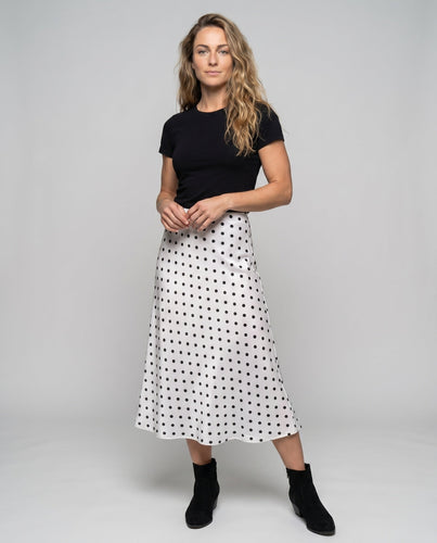 Damen Midi-Rock mit eleganten Punkten und weichem Fall