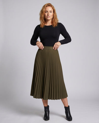 Damen Plissierter Maxirock mit elastischem Taillenbund und elegantem Fall
