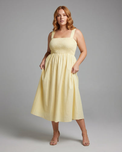 Damen Langes Sommerkleid mit feinem Rüschen-Detail und schulterfreien Trägern