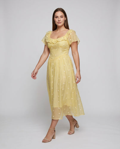Damen Maxikleid mit Rüschendetails und schmaler Silhouette