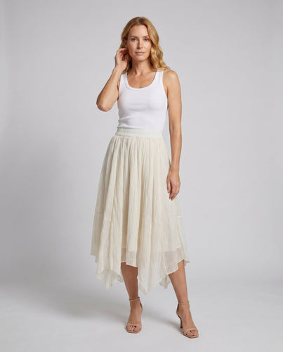 Damen Midi-Rock aus zartem Chiffon mit asymmetrischem Saum und elastischem Bund