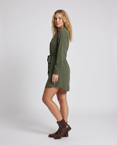 Damen Hemdblusenkleid mit Gürtel von