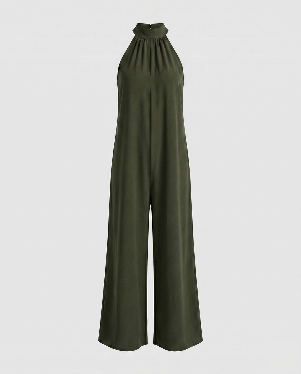 Damen Jumpsuit mit hohem Kragen und weitem Bein