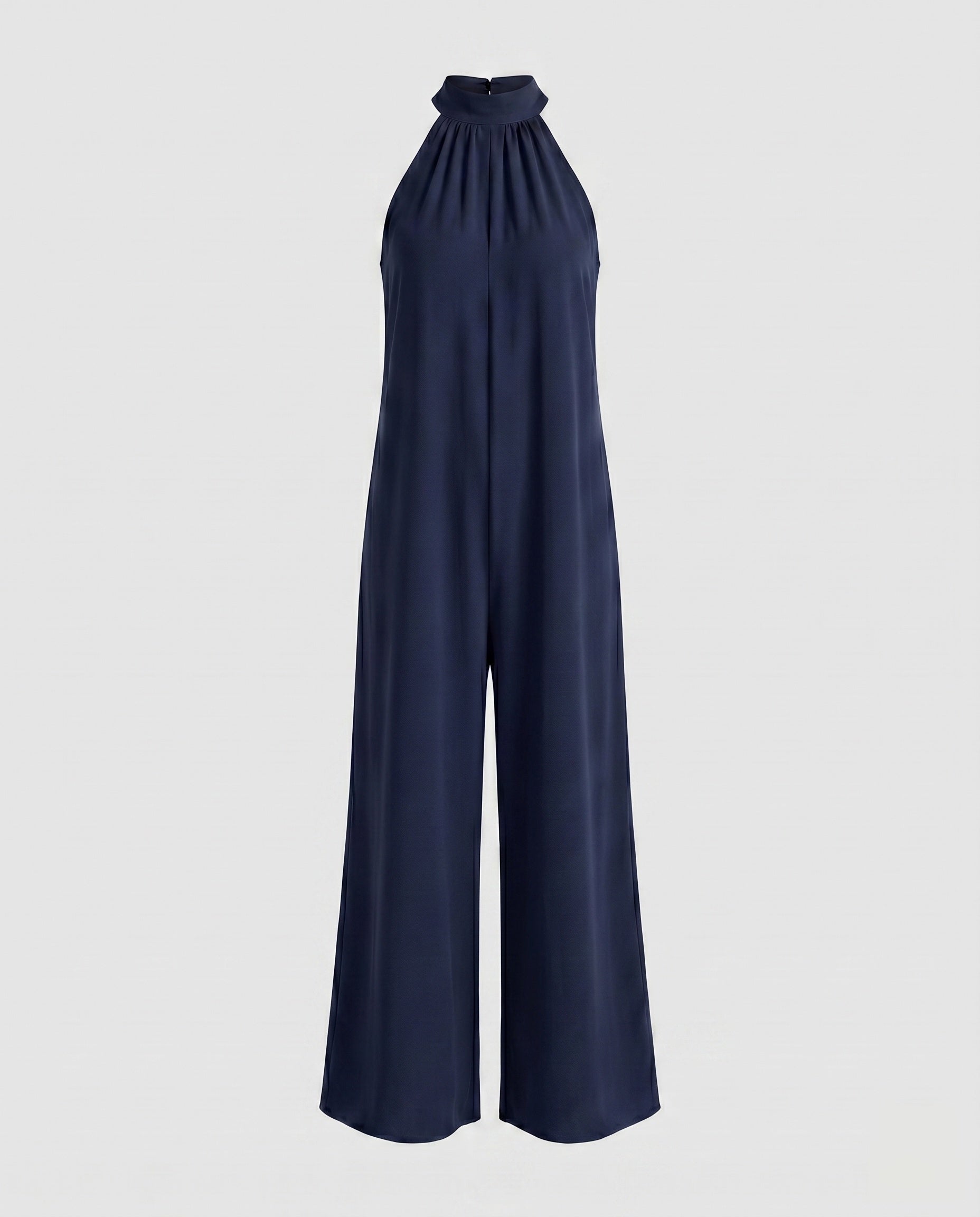 Damen Jumpsuit mit hohem Kragen und weitem Bein
