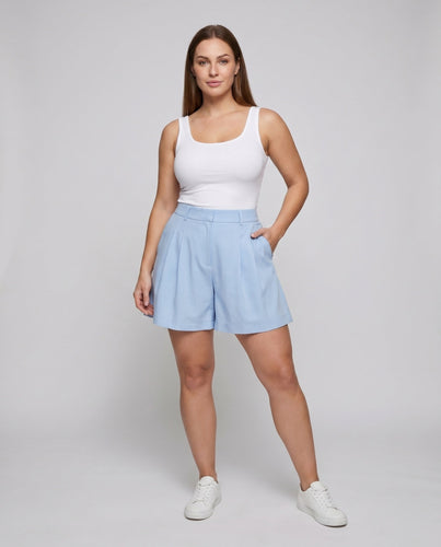 Damen weite Hochtaillierte Shorts mit plissierten Details