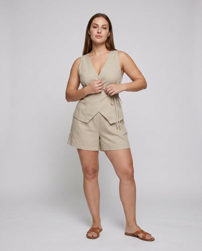 Damen Wickeloberteil mit lässigem Shorts-Set