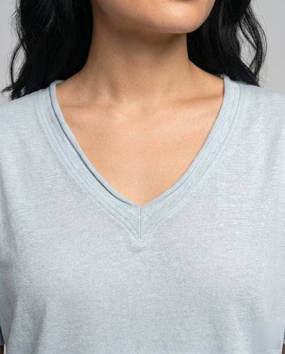 Damen lässiges V-Ausschnitt T-Shirt aus hochwertiger Baumwolle