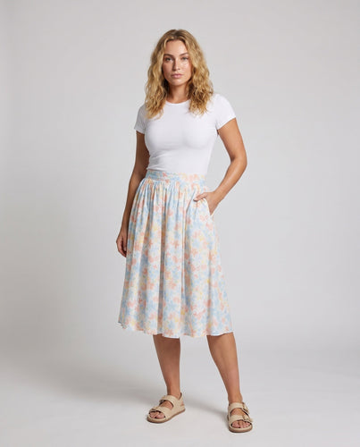 Damen Midirock mit floralem Druck und schwingendem Schnitt