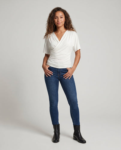 Damen Wickeloberteil mit modischem Drapierungsdesign