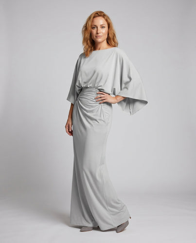 Damen Elegantes Maxikleid mit raffinierten Drapierungen und Eingrifftaschen