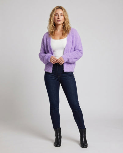 Damen Kuschelige Strickjacke mit weichem Fellbesatz