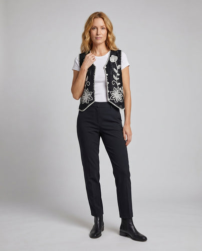 Damen gehäkelte Bluse mit floralen Applikationen Shopnory