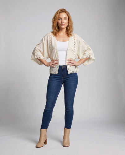 Damen Häkeltop mit Fransen und geometrischen Mustern Shopnory