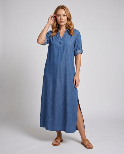 Damen lässiges Denim-Kleid Shopnory