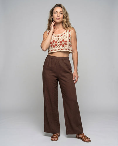Damen Häkelcroptop mit floralen Elementen