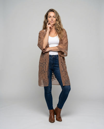 Damen transparente Spitzenrobe mit floralem Design