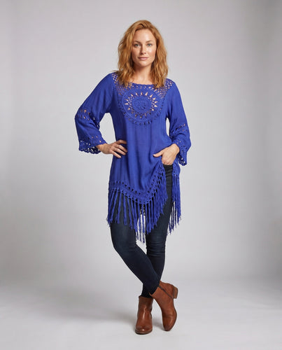 Damen Lässiges Strandkleid mit Fransen