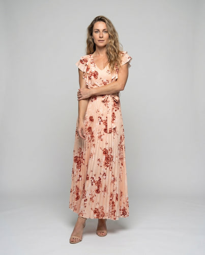 Damen Maxikleid mit Rüschendetails und Plissee Shopnory