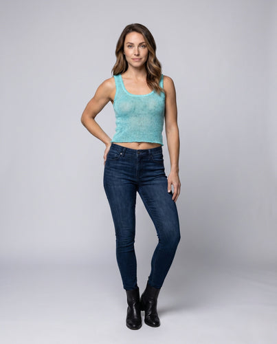 Damen Glitzerndes Crop-Top aus feinem Strickmaterial
