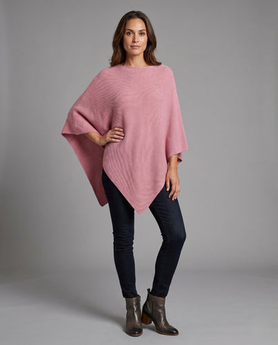 Damen Eleganter und leichter Poncho aus feinem Strickmaterial