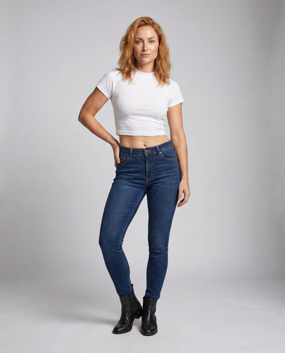 Damen nan figurbetontes bauchfreies Kurzarmshirt mit Rundhalsausschnitt