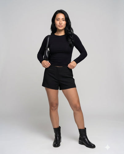 Damen nan taillierte Anzugshorts aus Wollmix mit verdecktem Reißverschluss und Paspeltaschen