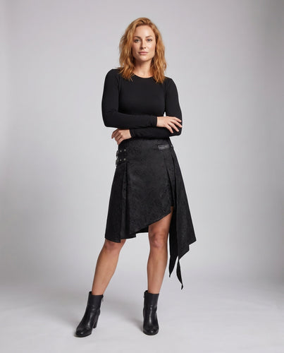 Damen asymmetrischer Rock mit Schnallen und floralem Design Shop Nory