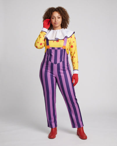 Damen Clown Kostüm mit elastischen Trägern und abnehmbarem Kragen Shop Nory