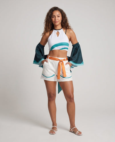 Damen Cosplay-Outfit mit voluminösen Ärmeln und dekorativen Shorts Shop Nory