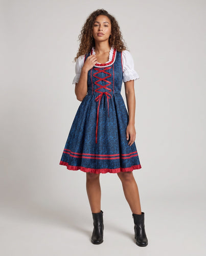 Damen Dirndl Kleid mit aufwendiger Spitze und elegantem Taillengürtel Shop Nory