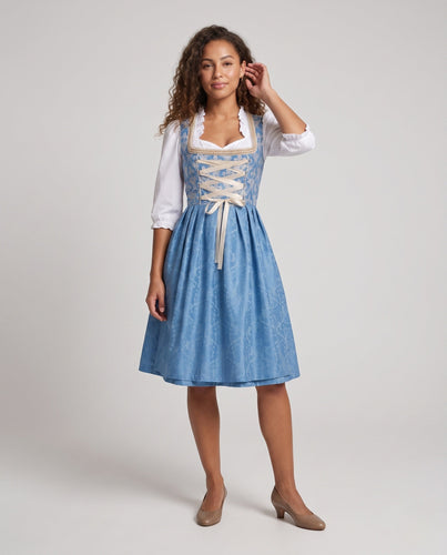 Damen Dirndl Kleid mit eleganten Spitzendetails und traditionellem Saum Shop Nory