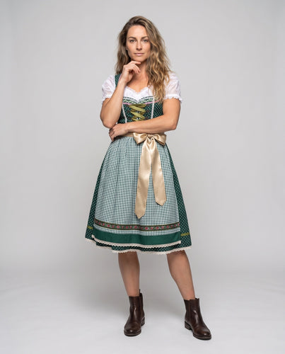 Damen Dirndlkleid mit eleganten Spitzenverzierungen und Bindegürtel Shop Nory
