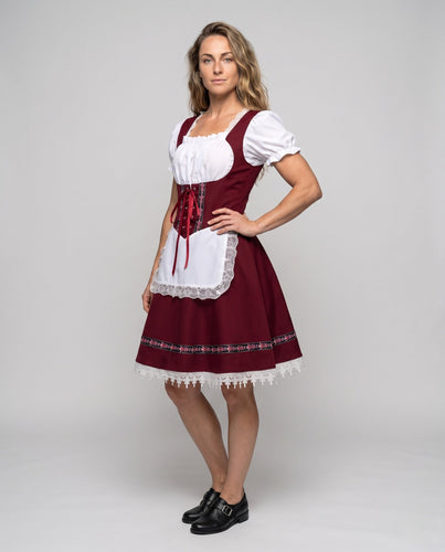 Damen Dirndl Kleid mit feiner Spitze und Satin Gürtel Shop Nory