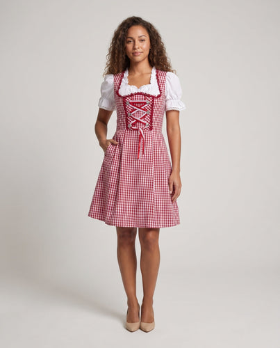 Damen-Dirndl mit Rüschendetails und eleganter Schnürung Shop Nory