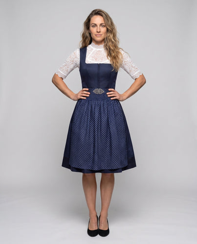 Damen Dirndl Kleid mit Spitzenärmeln und hochwertigem Schürze Shop Nory