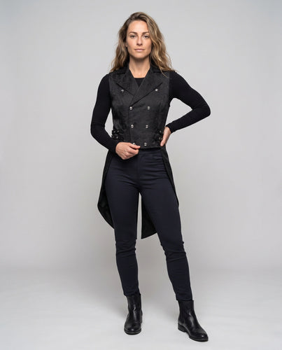 Damen edle gesteppte Weste mit floralem Design und dekorativen Knöpfen Shop Nory