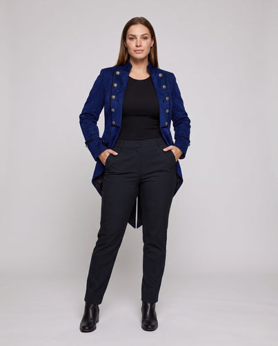 Elegante Damen-Frack mit asymmetrischem Saum und kunstvollen Knöpfen Shop Nory