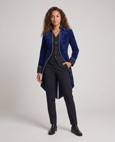Damen elegante Frackjacke mit aufwändigen Verzierungen und asymmetrischem Schnitt Shop Nory