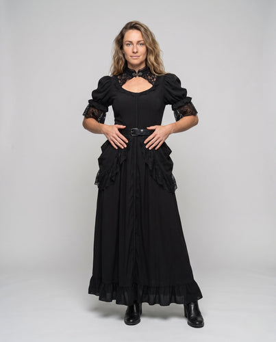 Damen elegante Ballkleid mit Spitzenverzierungen und fließendem Rock Shop Nory