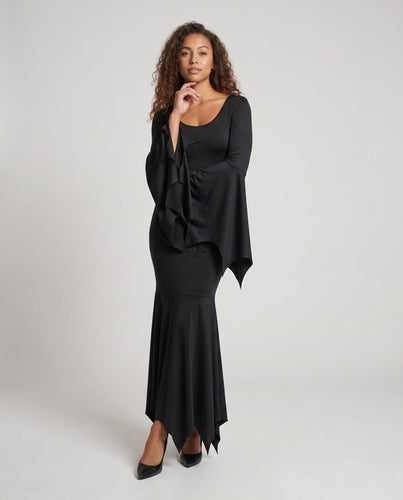Damen elegantes Kleid mit schwingenden Ärmeln und flottem Schnitt Shop Nory