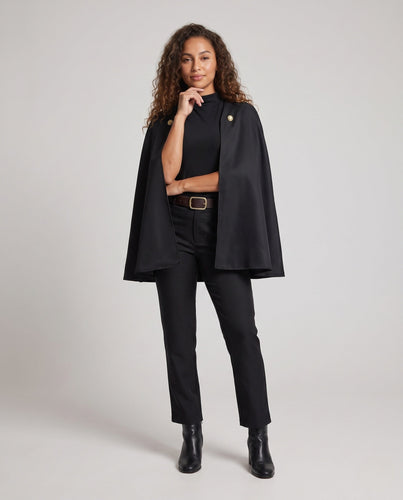 Damen elegantes Kostümset mit Umhang, Hose und Gürtel Shop Nory