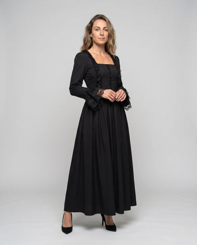 Elegantes Maxikleid für Damen mit Spitze Ärmeln und Schnürung Shop Nory