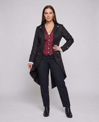Damen historische Frockcoat mit detaillierten goldenen Verzierungen Shop Nory